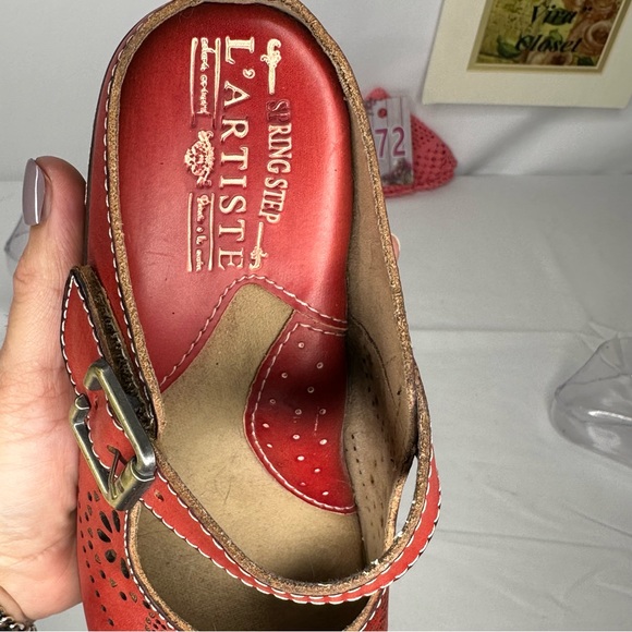 L'Artiste Aneria By Spring Step America Clog Red Size 35 - Picture 6 of 12